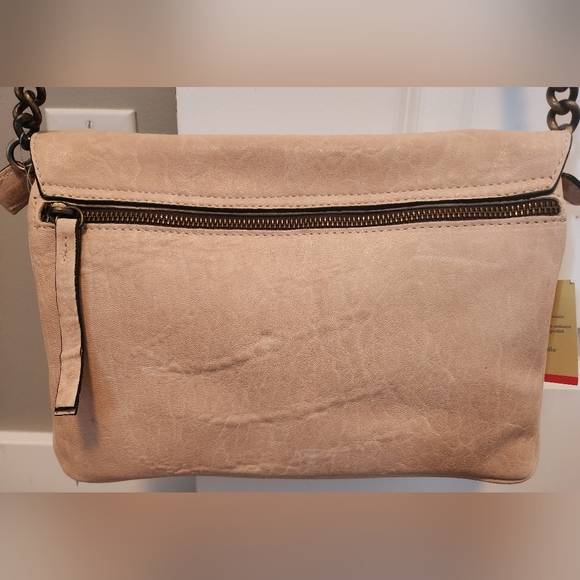 Maxon Collection Italian Napa Leather Asymmetric Flap Crossbody Bag, Cipria Pink - Picture 15 of 16